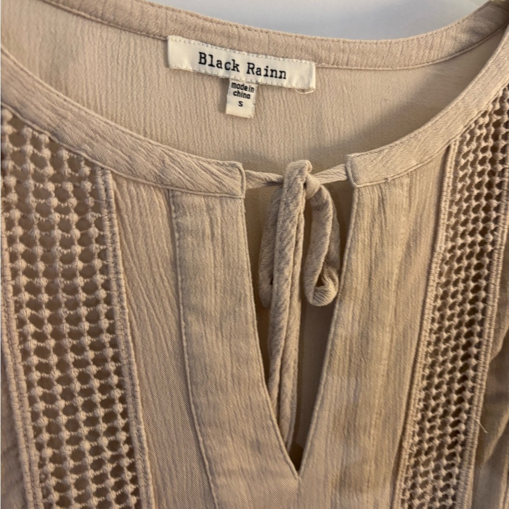 Women's Black RainnTaupe Boho Peasant Top sz Small - Picture 3 of 7